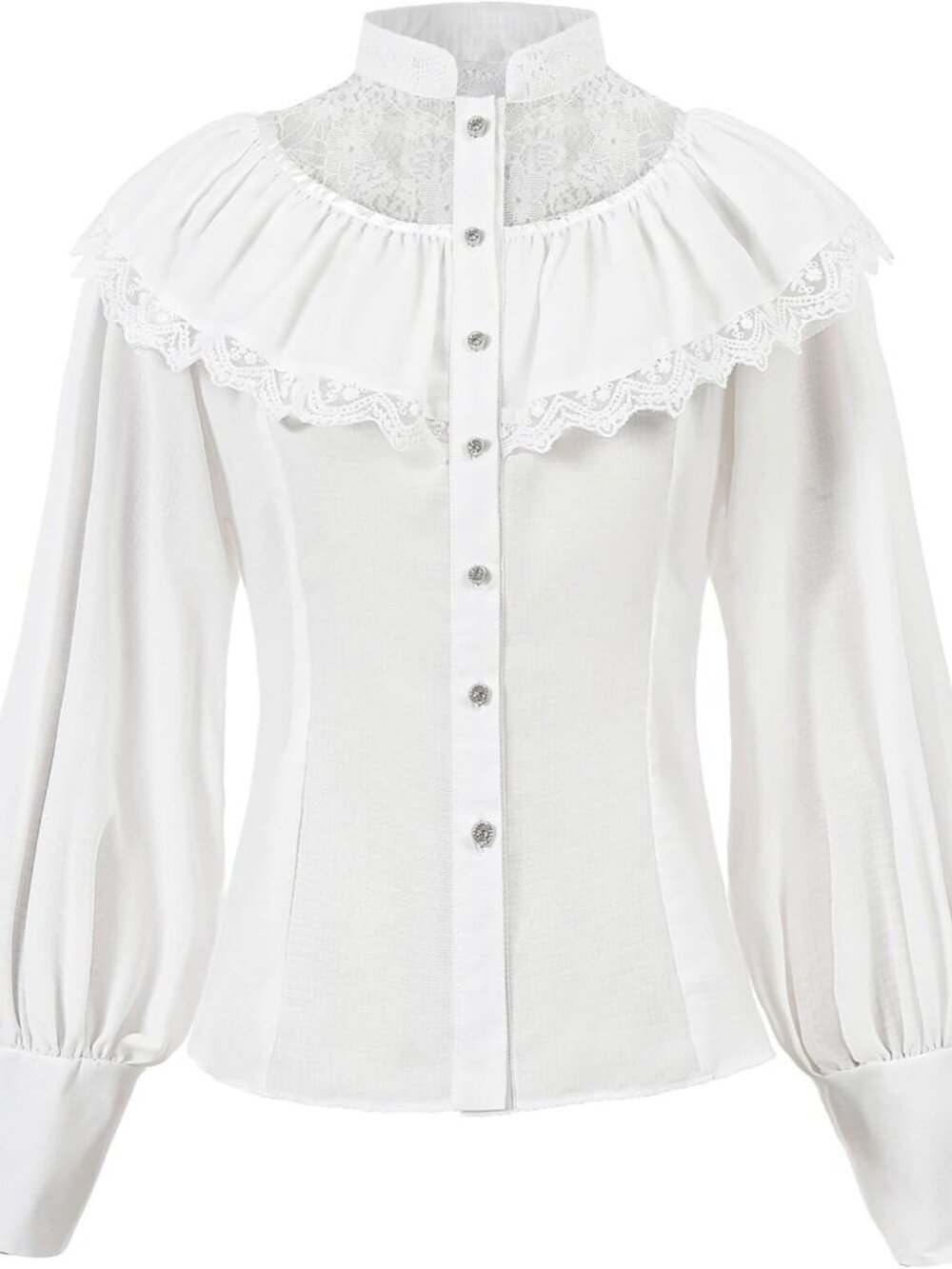 Victorian Blouse Womens Gothic Shirt Vintage Long Sleeve Lotus Ruffle Tops